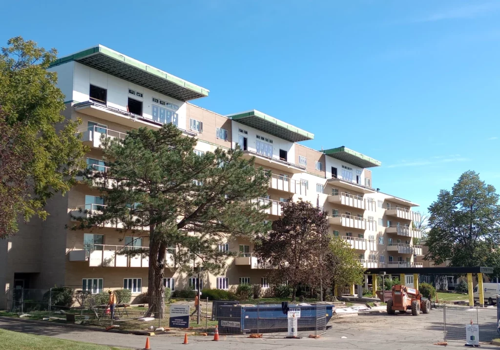 West side view from the north of the Redwood Renovation at Brewster Place in Topeka, KS