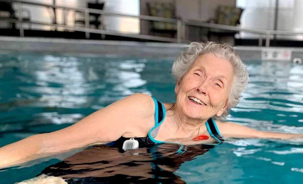 Brewster Place resident exercising at 100+ years old!