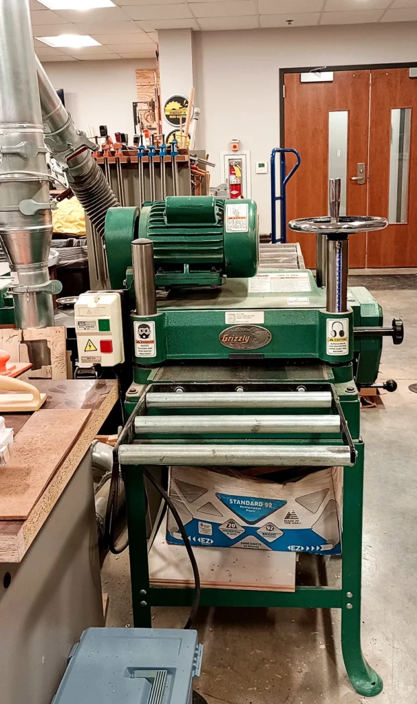 The wood planer in the Brewster Place wood shop.