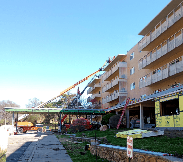 Viewing the Redwood renovation work from the south.