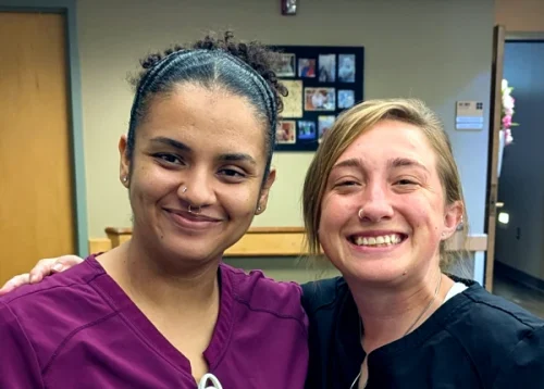 Rebecca and Amanda, CNAs in the Meadowlark neighborhood at the Brewster Health Center